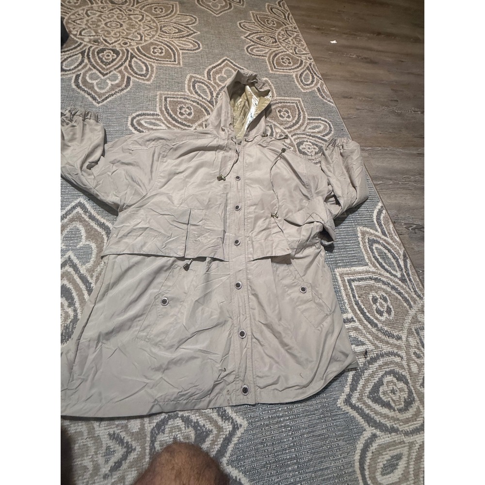 Current Seen Vintage Tan Khaki Hooded Anorak Jacket Button Front 1X Utility